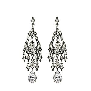 NWT Austrian Crystal & Gunmetal Bella Chandelier Earrings - Amrita Singh